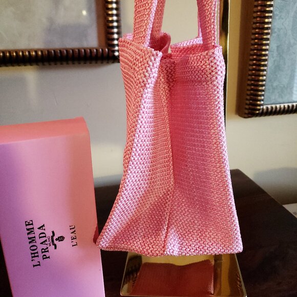 Prada Small Pink Raffia Woven Tote Bag NIB - Picture 3 of 6